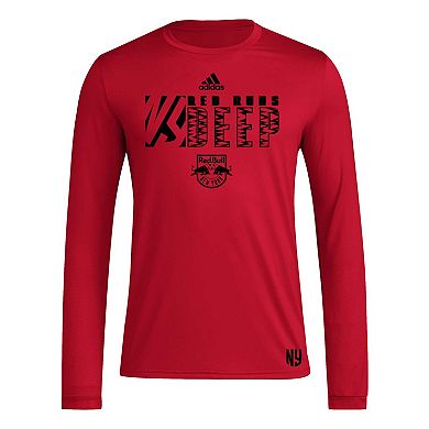 Men's adidas Red New York Red Bulls 2024 Jersey Hook AEROREADY Long Sleeve T-Shirt