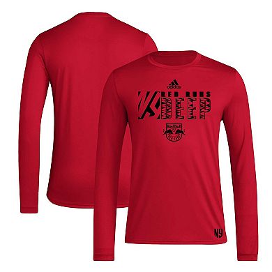 Men's adidas Red New York Red Bulls 2024 Jersey Hook AEROREADY Long Sleeve T-Shirt