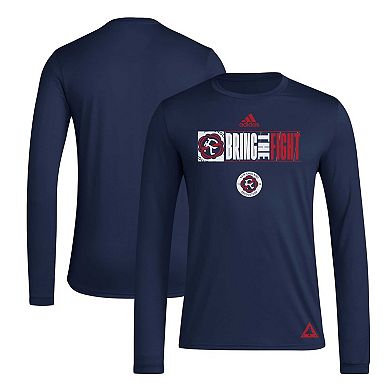 Men's adidas Navy New England Revolution 2024 Jersey Hook AEROREADY Long Sleeve T-Shirt