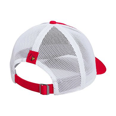 Men's adidas Red Louisville Cardinals Mascot Block Letter Slouch Trucker Adjustable Hat