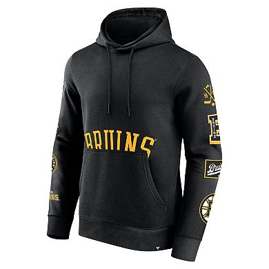 Men's Fanatics Branded Black Boston Bruins Wild Winner Fleece Pullover Hoodie