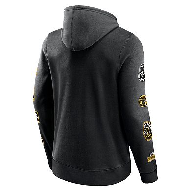Men's Fanatics Branded Black Boston Bruins Wild Winner Fleece Pullover Hoodie