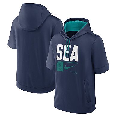 Men's Nike Navy Seattle Mariners Tri Code Lockup Short Sleeve Pullover Hoodie