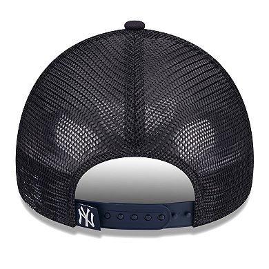 Women's New Era White/Navy New York Yankees Throwback Team Foam Front A-Frame Trucker 9FORTY Adjustable Hat