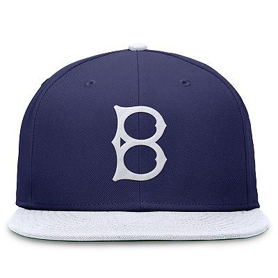 Men s Nike Royal White Brooklyn Dodgers Rewind Cooperstown True Performance Fitted Hat