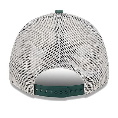 Men's New Era Khaki/Hunter Green Milwaukee Bucks Throwback Patch Trucker 9FORTY Adjustable Hat