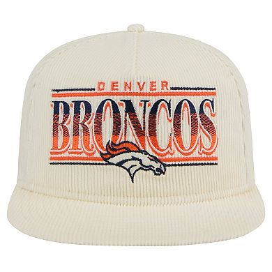 Men's New Era Cream Denver Broncos Throwback Corduroy Golfer Snapback Hat