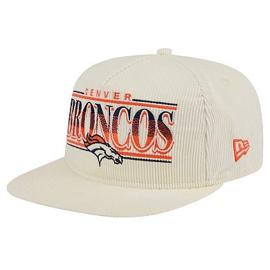Men's New Era Cream Denver Broncos Throwback Corduroy Golfer Snapback Hat