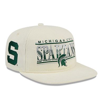 Men's New Era White Michigan State Spartans Throwback Golfer Corduroy Snapback Hat