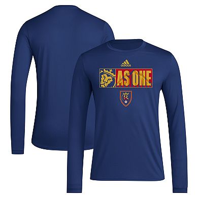 Men's adidas Navy Real Salt Lake 2024 Jersey Hook AEROREADY Long Sleeve T-Shirt