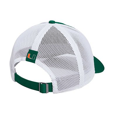 Men's adidas Green Miami Hurricanes Mascot Block Letter Slouch Trucker Adjustable Hat