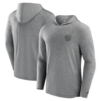 Men's Fanatics Signature Black Milwaukee Brewers Front Office Tech Lightweight Hoodie T-Shirt