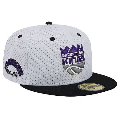 Men's New Era White/Black Sacramento Kings Throwback 2Tone 59FIFTY Fitted Hat