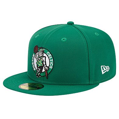 Men's New Era Kelly Green Boston Celtics Court Sport Leather Applique 59FIFTY Fitted Hat