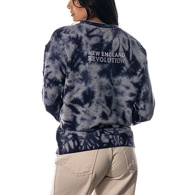 Women's The Wild Collective Navy New England Revolution Double Collar Pullover Sweatshirt