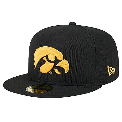 Men's New Era Black Iowa Hawkeyes Throwback 59FIFTY Fitted Hat