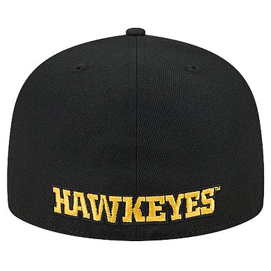 Men's New Era Black Iowa Hawkeyes Throwback 59FIFTY Fitted Hat