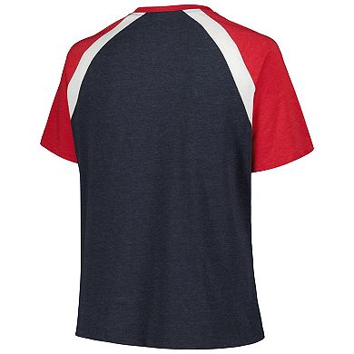 Women's New Era Navy St. Louis Cardinals Plus Size Raglan V-Neck T-Shirt