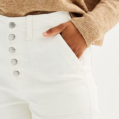 Petite Sonoma Goods For Life® Button-Fly Utility Wide Leg Denim Pants
