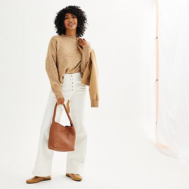 Petite Sonoma Goods For Life® Button-Fly Utility Wide Leg Denim Pants