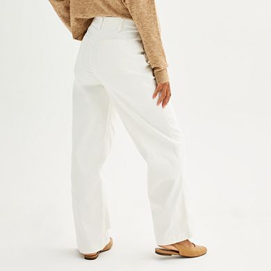 Petite Sonoma Goods For Life® Button-Fly Utility Wide Leg Denim Pants
