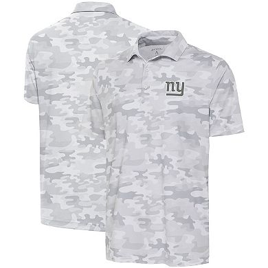 Men's Antigua White New York Giants Anthracite Logo Collide Polo