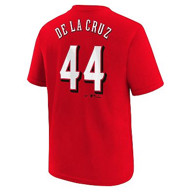 Youth Nike Elly De La Cruz Red Cincinnati Reds Home Player Name & Number T-Shirt