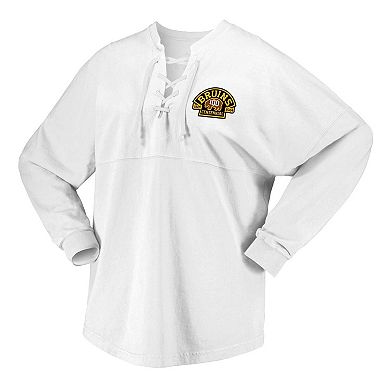 Women's Fanatics Branded White Boston Bruins 100th Anniversary Spirit Jersey T-Shirt