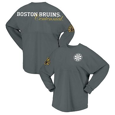 Women's Fanatics Branded Gray Boston Bruins 100th Anniversary Spirit Jersey T-Shirt