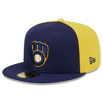 Men's New Era Navy/Gold Milwaukee Brewers Gameday Sideswipe 59FIFTY Fitted Hat