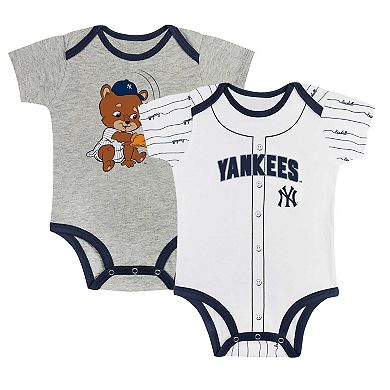 Newborn & Infant Gray/White New York Yankees Two-Pack Play Ball Bodysuit Set
