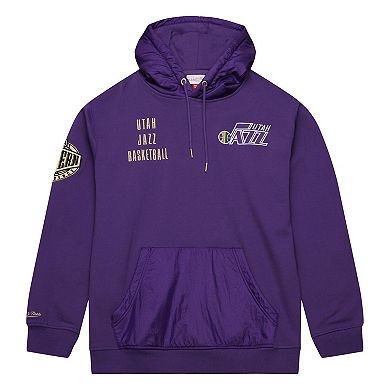 Men's Mitchell & Ness Purple Utah Jazz Team OG 2.0 Vintage Logo Fleece Pullover Hoodie
