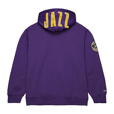 Men s Mitchell Ness Purple Utah Jazz Team OG 2.0 Vintage Logo Fleece Pullover Hoodie