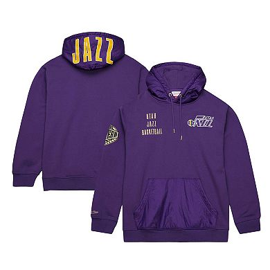 Men's Mitchell & Ness Purple Utah Jazz Team OG 2.0 Vintage Logo Fleece Pullover Hoodie