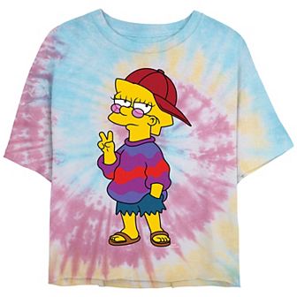 Juniors' The Simpsons Cool Lisa Cropped Tie Dye Graphic Tee