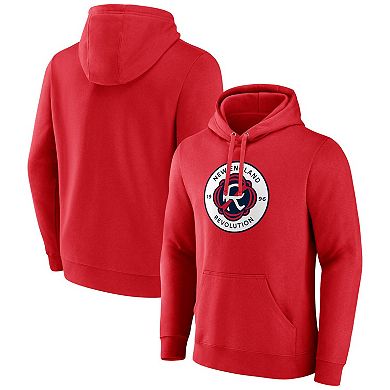 Men's Fanatics Branded Red New England Revolution Evergreen Club Logo Tri-Blend Pullover Hoodie