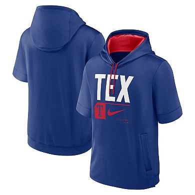 Men's Nike Royal Texas Rangers Tri Code Lockup Short Sleeve Pullover Hoodie