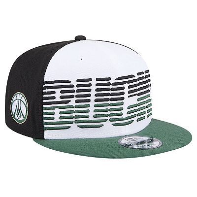 Men's New Era White/Hunter Green Milwaukee Bucks Throwback