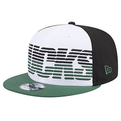Men's New Era White/Hunter Green Milwaukee Bucks Throwback Gradient Tech Font 9FIFTY Snapback Hat