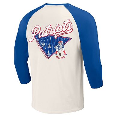 Men's Darius Rucker Collection by Fanatics Royal/White New England Patriots Raglan 3/4 Sleeve T-Shirt