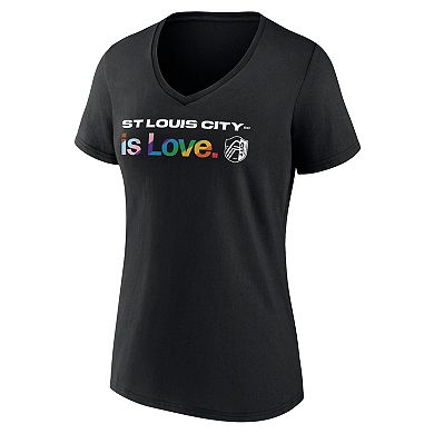 Women's Fanatics Branded Black St. Louis City SC Lucky City Pride V-Neck T-Shirt