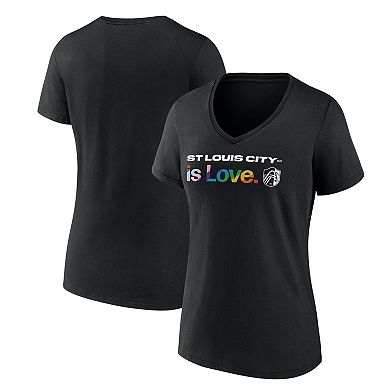Women's Fanatics Branded Black St. Louis City SC Lucky City Pride V-Neck T-Shirt