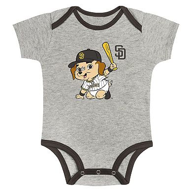 Newborn & Infant Gray/White San Diego Padres Two-Pack Play Ball Bodysuit Set