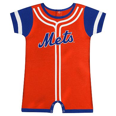 Newborn & Infant Fanatics Branded Orange New York Mets Fast Pitch Romper