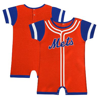 Newborn & Infant Fanatics Branded Orange New York Mets Fast Pitch Romper