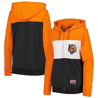 Women's New Era Orange Cincinnati Bengals Color-Block Full-Zip Hoodie