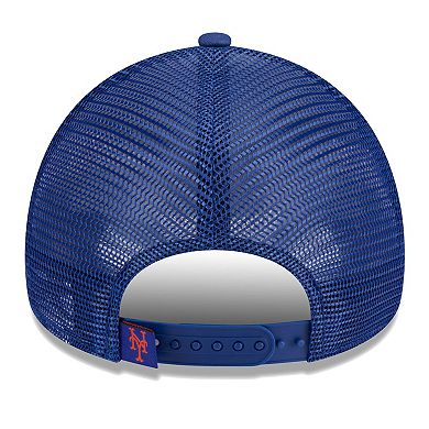 Women's New Era White/Royal New York Mets Throwback Team Foam Front A-Frame Trucker 9FORTY Adjustable Hat