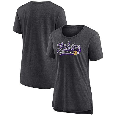 Women's Fanatics Branded Heather Charcoal Los Angeles Lakers League Leader Tri-Blend T-Shirt