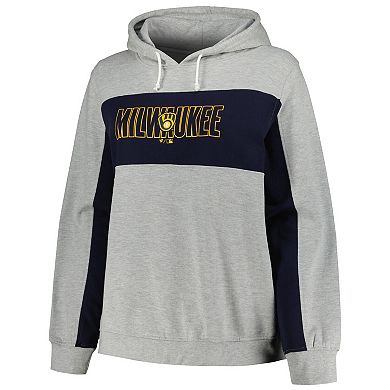 Women's Profile Heather Gray Milwaukee Brewers Plus Size Pullover Jersey Hoodie