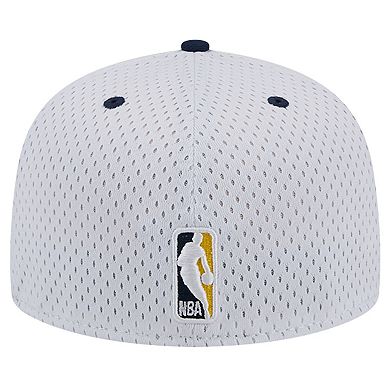 Men's New Era White/Navy Indiana Pacers Throwback 2Tone 59FIFTY Fitted Hat